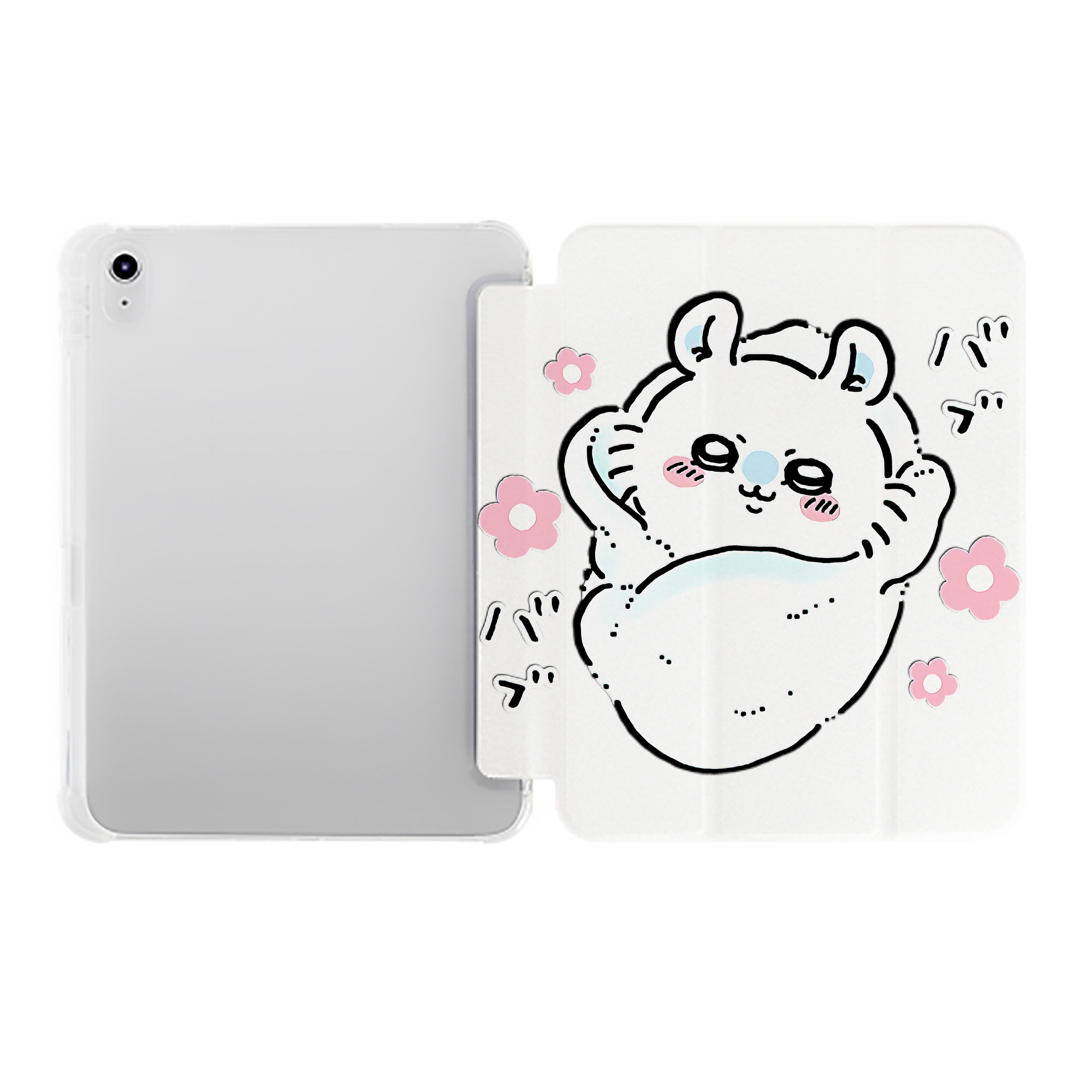 （画像用） ちいかわ モモンガ Chii-kawa Momonga IPad ケース ペン収納付き 三つ折りスタンド PUレザー×シリコン 対応機種9.5/10.5/10.9インチ